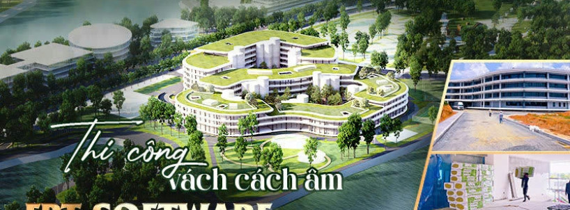 Cấp bông khoáng Remak® Rock wool thi công vách cách âm FPT Software Hòa Lạc