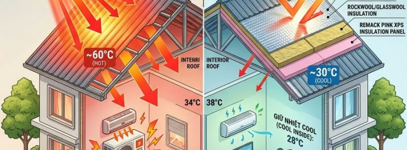 Cùng một ngôi nhà - Khác nhau hoàn toàn vì lớp vật liệu cách nhiệt